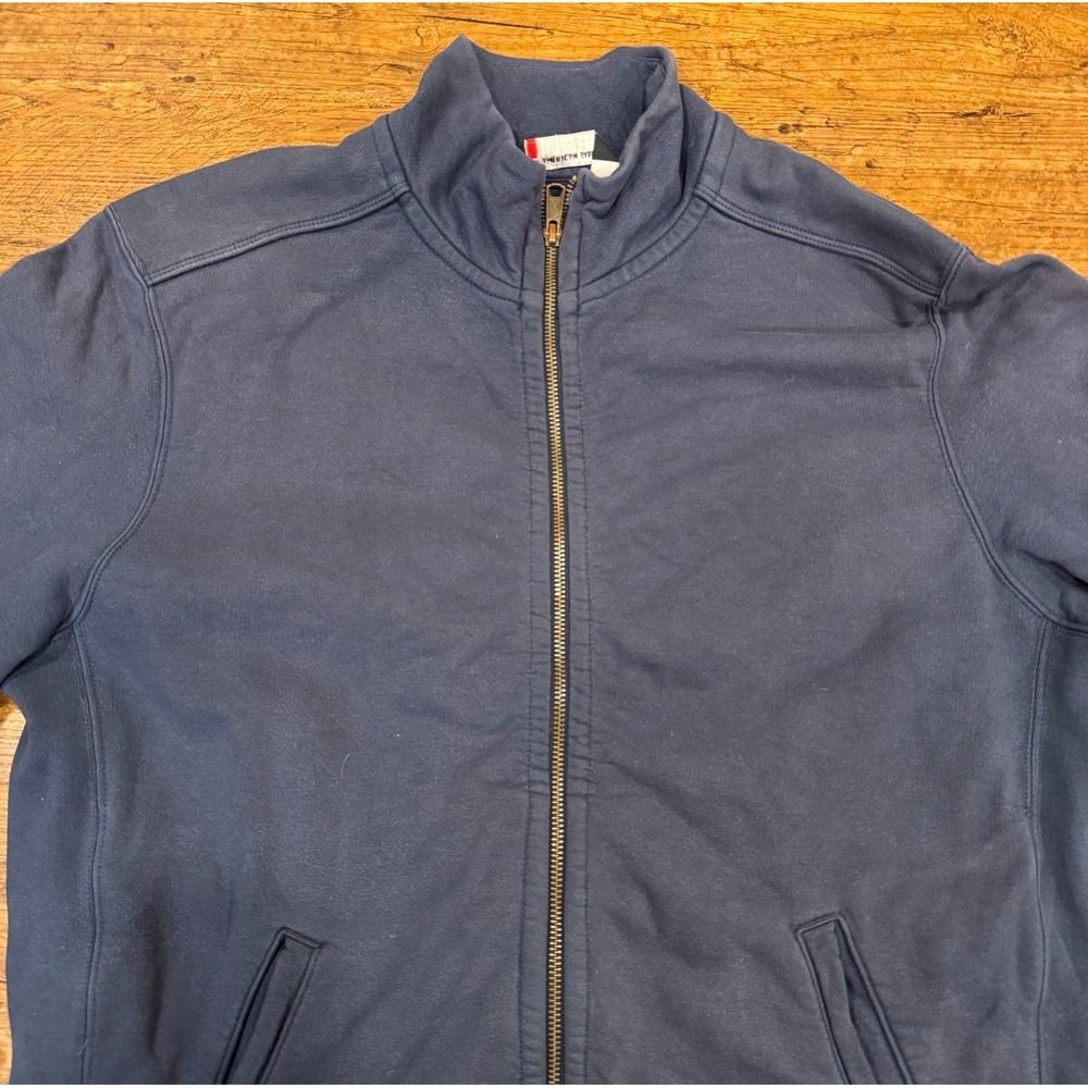American Giant Blue Outdoor Work Mock Neck Full Zip Sweater Sweatshirt Men's L